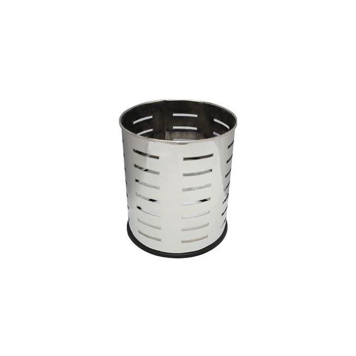 Witt Industries 66SS-SLP Executive Round Wastebasket with Slot Pattern - 4 gallon capacity - 10 1/8" Dia. x 11 5/8" H - Stainless Steel in Color