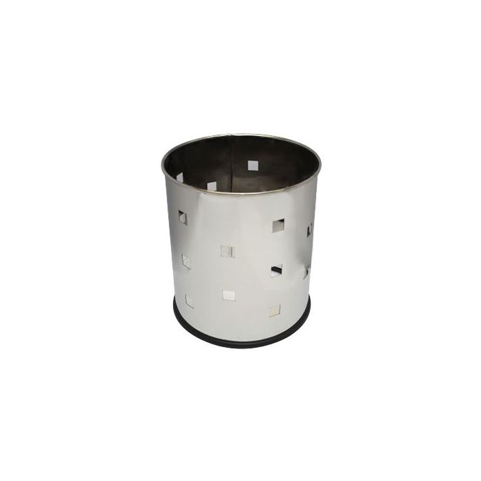 Witt Industries 66SS-SQP Executive Round Wastebasket with Square Pattern - 4 gallon capacity - 10 1/8" Dia. x 11 5/8" H - Stainless Steel in Color