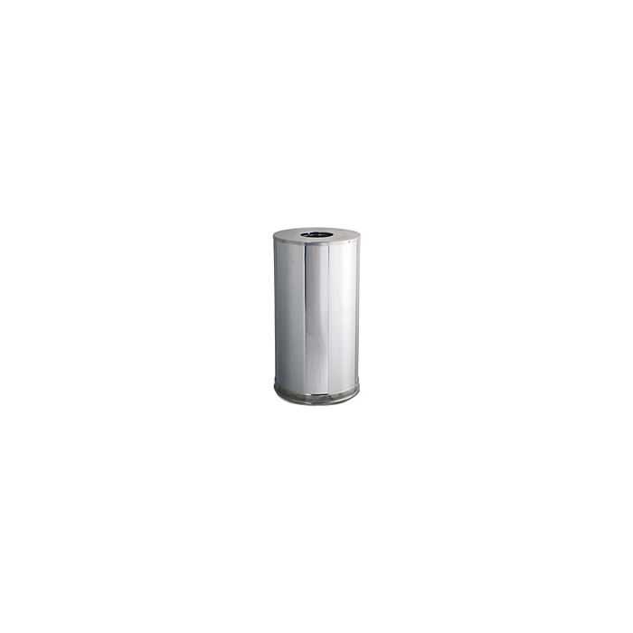Rubbermaid 9066 Metallic Designer Line Open Top Waste Receptacle - 15 Gallon Capacity - 15" Dia. x 28" H - Mirror Stainless Steel