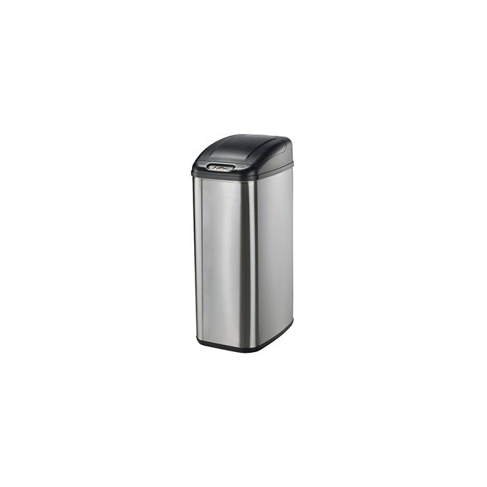 Nine Stars DZT-50-6 Infrared Touchless Waste Receptacle - 13.2 Gallon Capacity - 15" L x 11" W x 28" H - Stainless Steel with Black Top