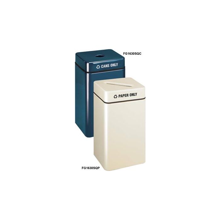 FG1630SQP Two Piece Square Paper Recycling Model - 32 Gallon Capacity - 16" Sq. x 30" H - Disposal Opening is 12" L x 2.5" W
