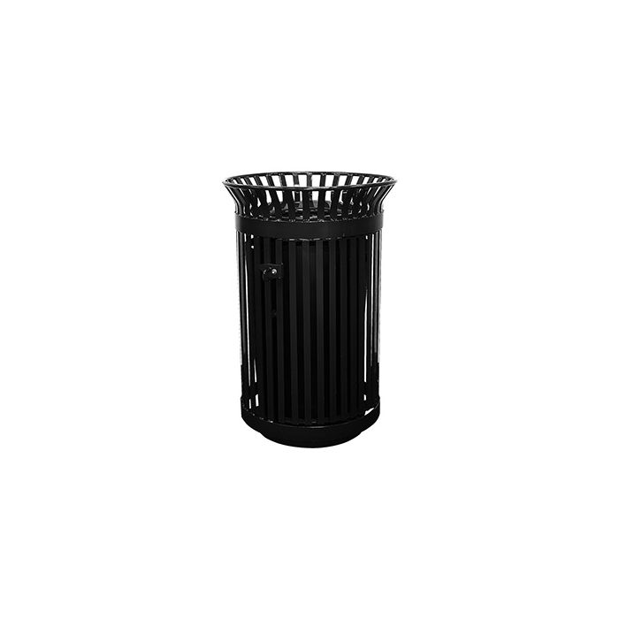Witt Industries QC3610 Queen City Gated Metal Slatted Waste Receptacle - 36 Gallon Capacity - 28.25" Dia. x 42.25" H - Black