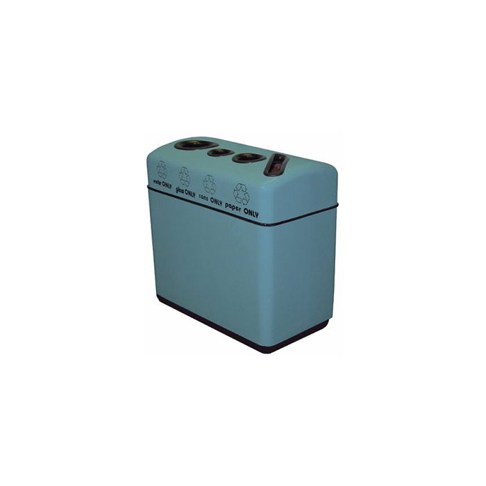 Witt Industries 11RR-481631 Fiberglass Recycling Waste Receptacle with 4 Disposal Openings - 64 Gallon Capacity - 48" L x 16" D x 31" H
