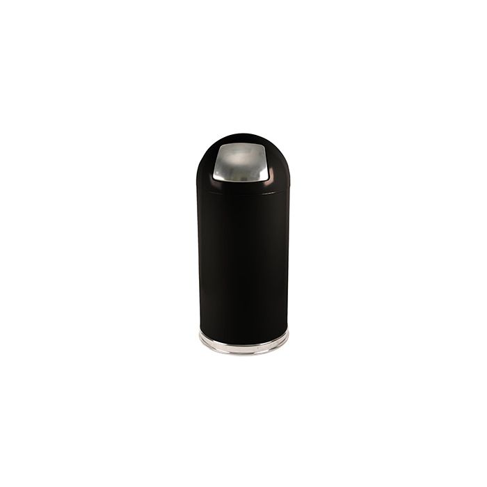 Witt Industries 15DT-BK Dome Top Waste Receptacle with Push Door - 15" Dia. x 35" H - 15 Gallon Capacity - Black in Color