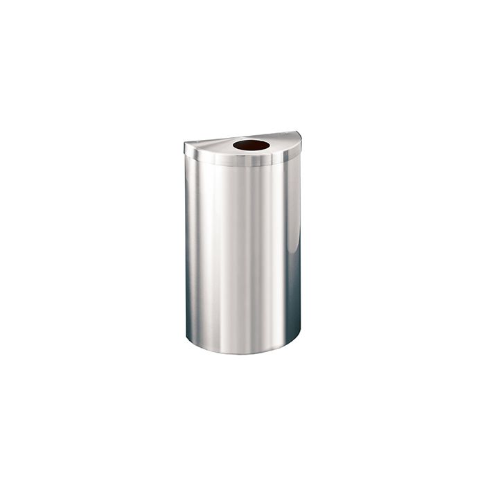 Glaro 1892VSA Value Half Round Receptacle with Round Opening - 16 Gallon Capacity - 30" H x 18" W x 9" D - Satin Aluminum