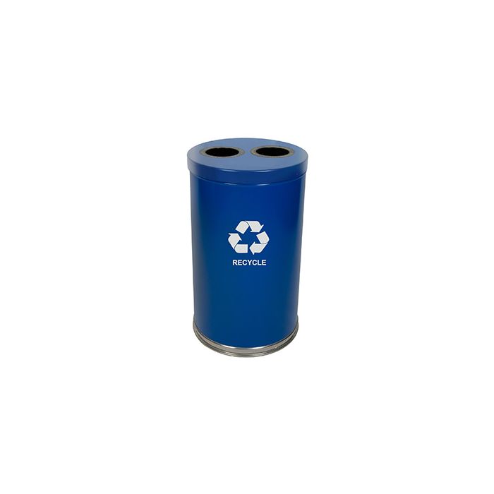 Witt Industries 18RTBL-2H Two Stream Recycling Container - 36 Gallon Capacity - 18" Dia. x 33" H- Blue in Color