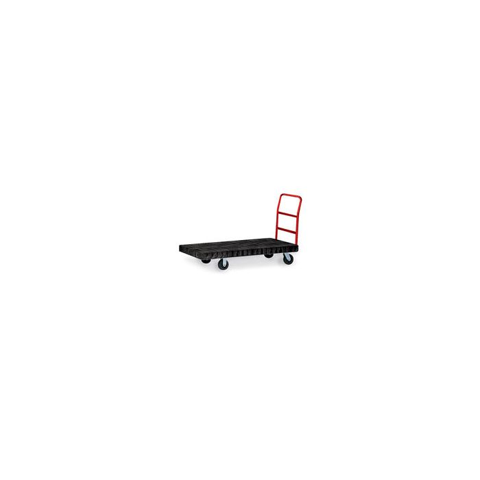 Rubbermaid 4466 Standard Platform Truck, 6" dia x 2" wide Rubber Casters, Crossbar Handle - 60" L x 30" W - 1000 lb. capacity