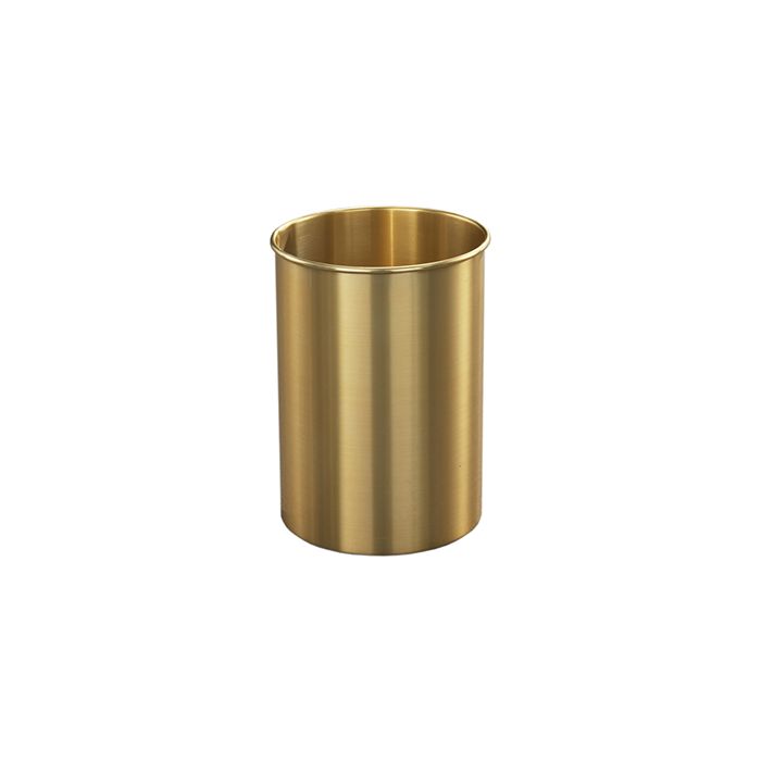 Glaro 66BE Atlantis "All-Weather" Collection Wastebasket - 5 Gallon Capacity - 10" Dia. x 15" H - Satin Brass