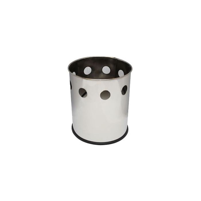 Witt Industries 66SS-HBP Executive Round Wastebasket with Hole Band Pattern - 4 gallon capacity - 10 1/8" Dia. x 11 5/8" H - Stainless Steel in Color