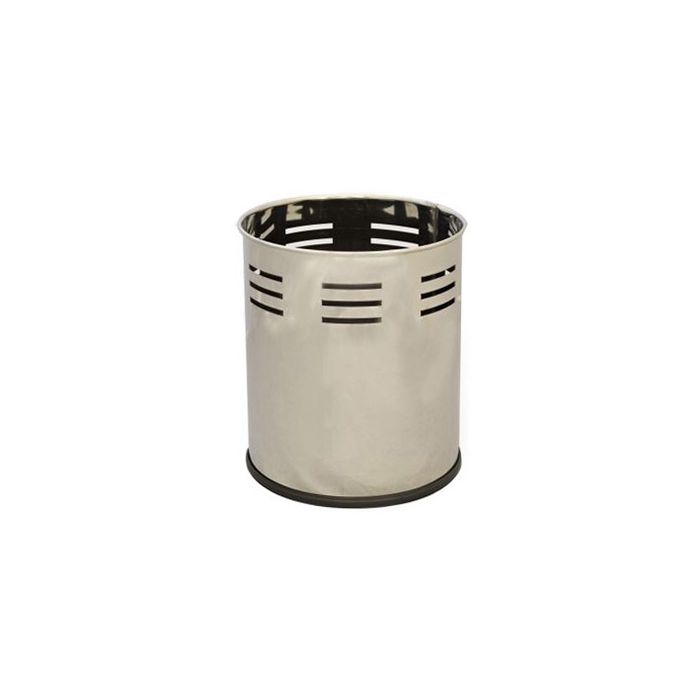Witt Industries 66SS-SBP Executive Round Wastebasket with Slot Band Pattern - 4 gallon capacity - 10 1/8" Dia. x 11 5/8" H - Stainless Steel in Color