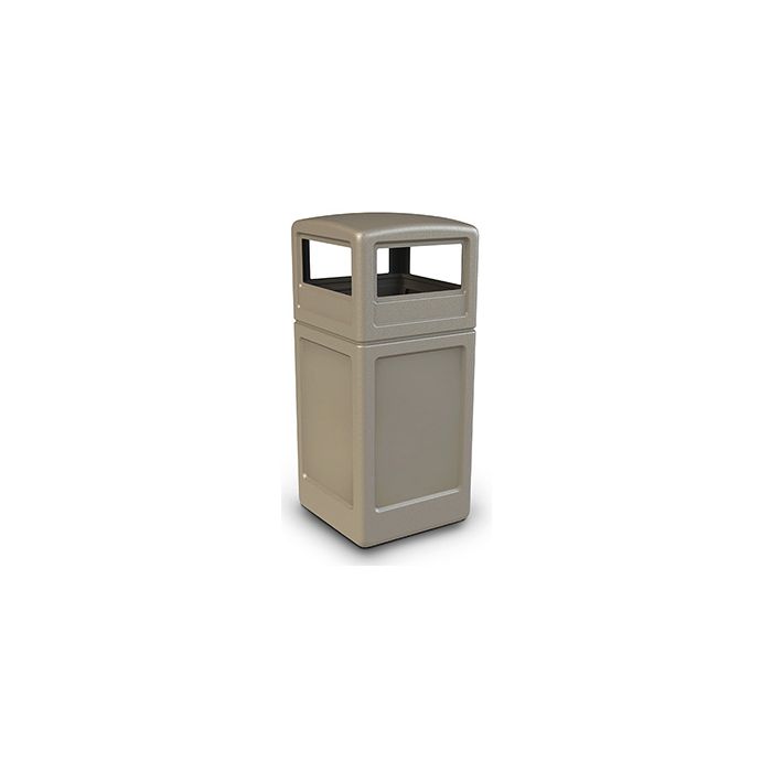 Commercial Zone 73290299 Dome Lid Trash Can - 42 Gallon Capacity - 18.5" Sq. x 41.75" H - Beige
