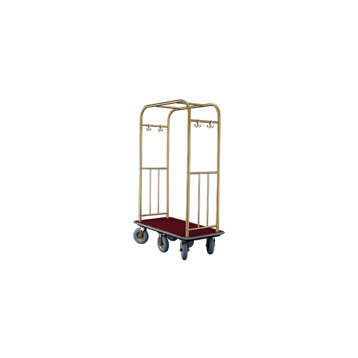 Glaro 7648 High Roller Collection Bellman Cart with Clothing Hooks and 6 Wheels - 49.5" L x 25" W x 75" H - Your choice of color