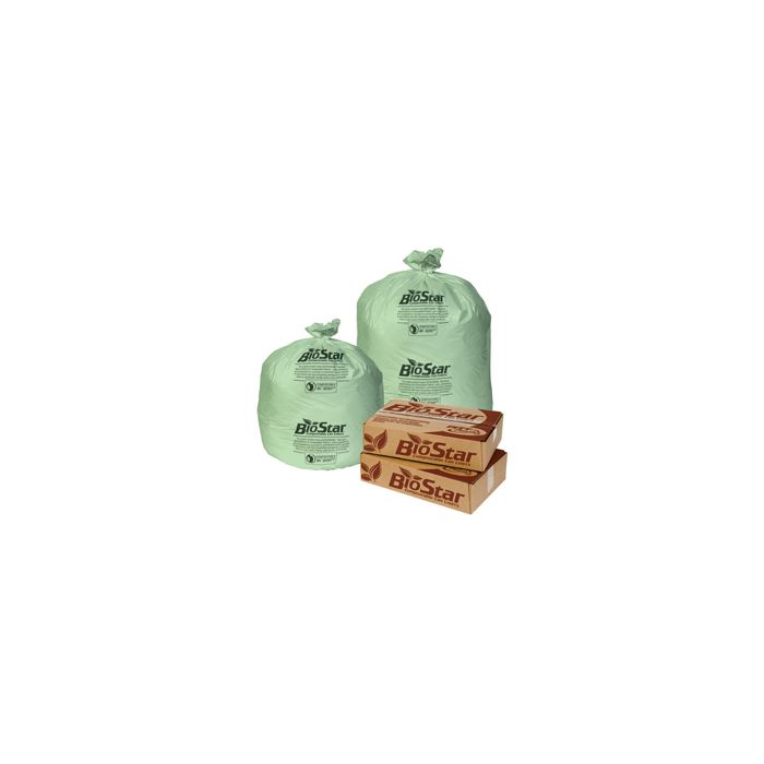 Pitt Plastics BioStar Biodegradable Trash Bags - 40 x 46 - 40-45 Gallon Capacity - Extra Heavy - Green in Color - 100 bags per case