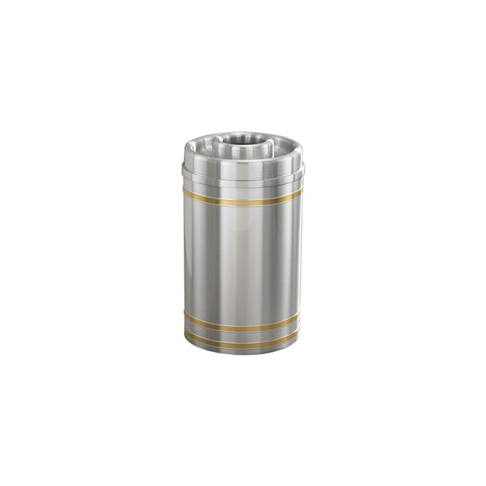 Glaro D2034SA Capri Collection Donut Top Ash/Trash Receptacle - 33 Gallon Capacity - 20" Dia. x 36" H - Satin Aluminum with Satin Brass Bands