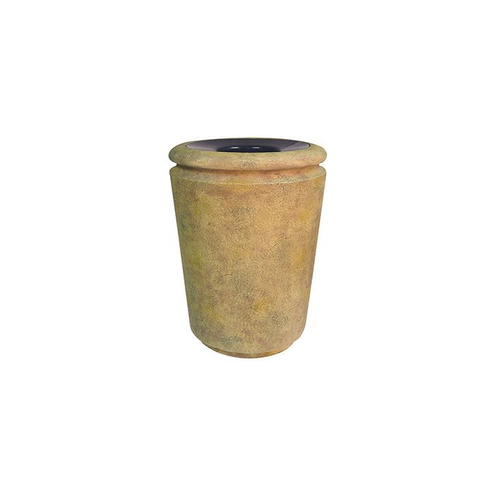 Rubbermaid / United Receptacle FGFGK2433PLSAH Milan Collection Tuscan Open Top Waste Receptacle - 21 Gallon Capacity - 24" Dia. x 33" H - Sahara in color