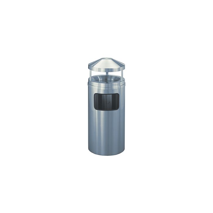 Glaro H1503SA New Yorker Collection Canopy Top Receptacle with Sand Urn - 10 Gallon Capacity - 15" Dia. x 39" H - Satin Aluminum