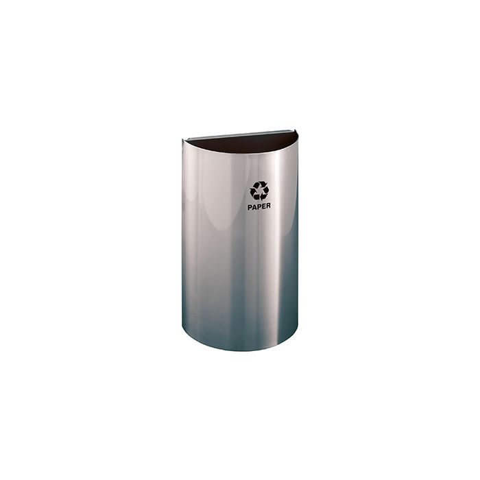 Glaro RO1899SA RecyclePro Half Round Open Top Receptacle - 16 Gallon Capacity - 18" W x 9" D x 29" H - Satin Aluminum