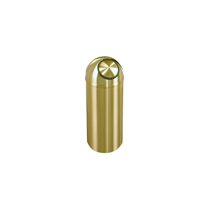Glaro S1530BE Atlantis "All-Weather" Collection Dome Top Receptacle - 12 Gallon Capacity - 15" Dia. x 30" H - Satin Brass
