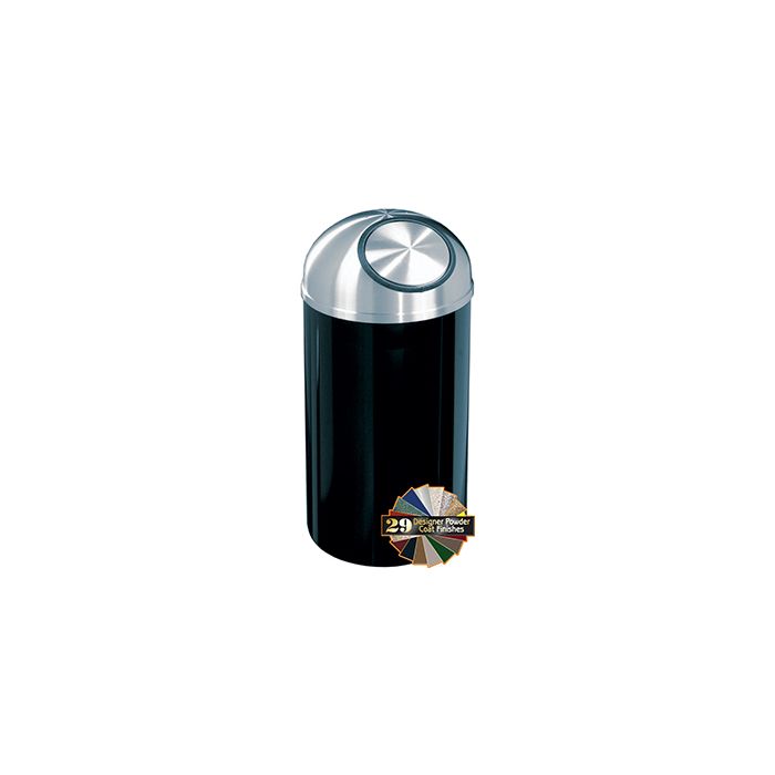 Glaro S1530 Mount Everest Dome Top Receptacle - 12 Gallon Capacity - 15" Dia. x 30" H - Satin Aluminum Cover