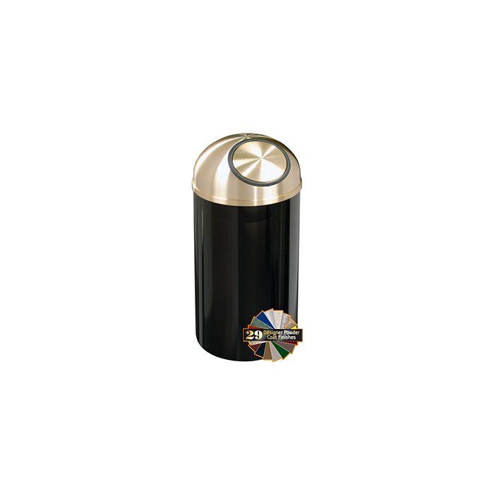 Glaro S1541 Mount Everest Dome Top Receptacle - 16 Gallon Capacity - 15" Dia. x 36" H - Satin Brass Cover