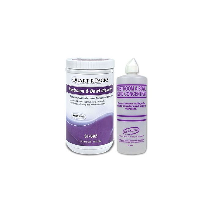 Stearns 693 Quart r Packs Restroom and Bowl Cleaner with Bottle 1 Case of (80) 3.5 gm Packets - 1 Pack Makes 1 Qt. Of Product