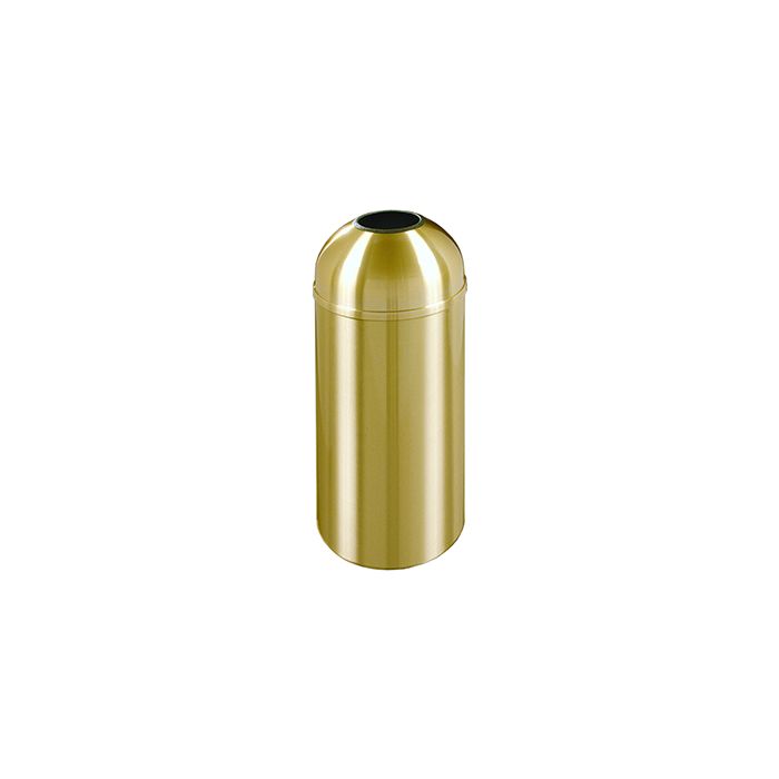 Glaro T1530BE Atlantis "All-Weather" Collection Open Dome Top Receptacle - 12 Gallon Capacity - 15" Dia. x 30" H - Satin Brass