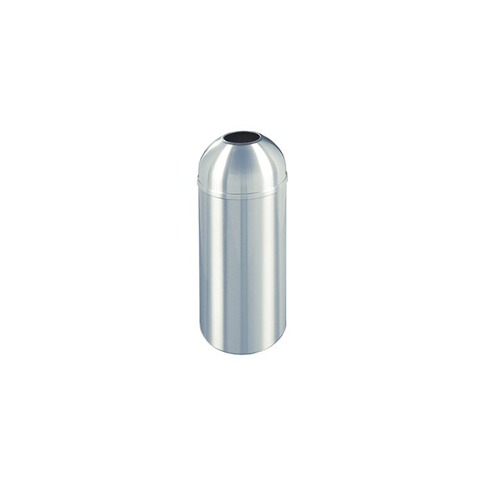 Glaro T1230SA New Yorker Collection Open Dome Top Receptacle - 8 Gallon Capacity - 12" Dia. x 30" H - Satin Aluminum