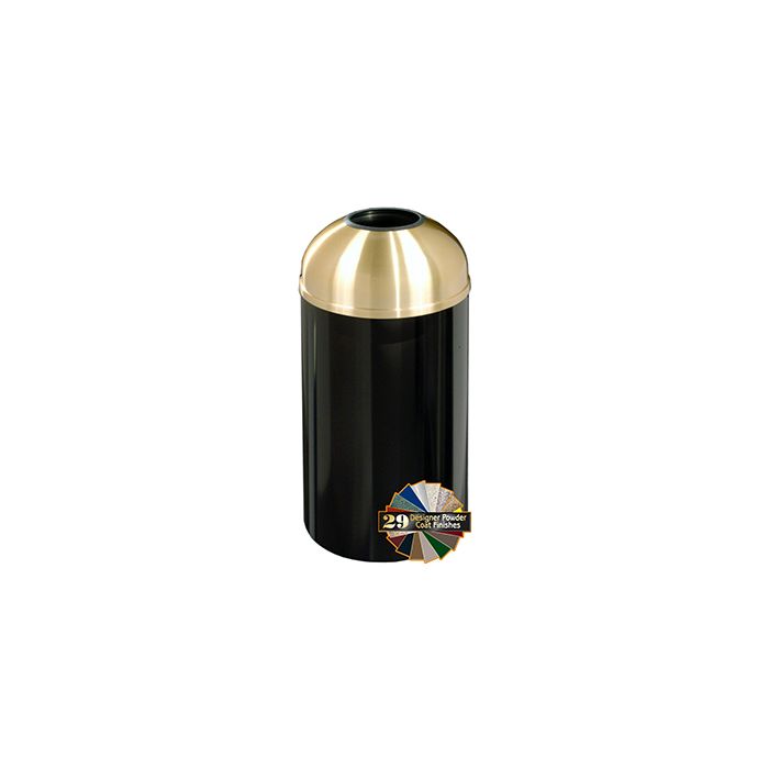Glaro T1540 Mount Everest Open Dome Top Receptacle - 12 Gallon Capacity - 15" Dia. x 30" H - Satin Brass Cover