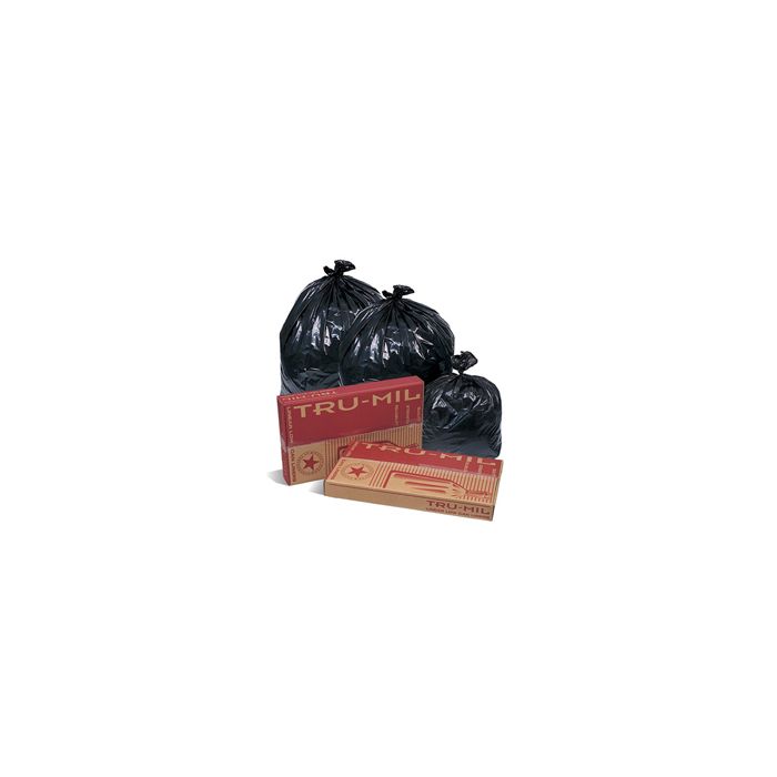 Pitt Plastics TM33XK Tru-Mil Black Trash Bags - 24 x 32 - 12-16 Gallon Capacity - Extra Extra Heavy Duty - .9 Mil - 250 per case - Coreless Rolls