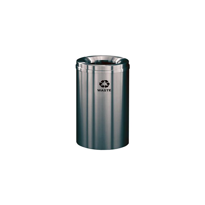 Glaro W2032SA "RecyclePro 1" Receptacle with Large Round Opening - 33 Gallon Capacity - 20" Dia. x 31" H - Satin Aluminum