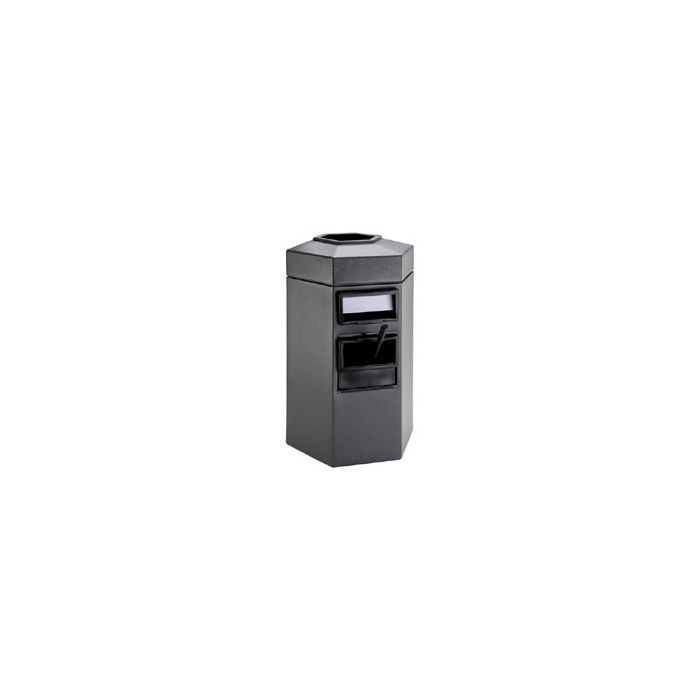 Single-Sided 45-Gallon Hex Windshield Center / Trash Can - 42" H x 25" W x 22" D - Charcoal Gray