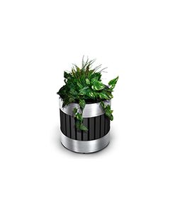 Commercial Zone 727643 Riverview Series Planter - 18 1/4" Dia. x 20 1/2" H - Black with Stainless Steel Accents
