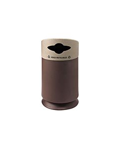 Commercial Zone 7531433999 Galaxy Collection Recycling Receptacle with "Mixed Recyclables" Lid - 30 Gallon Capacity - 21 1/2" Dia. x 39 1/2" H - Brown Base with Lunar Sand Top
