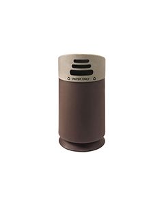 Commercial Zone 7532413999 Galaxy Collection Recycling Receptacle with "Paper Only" Lid - 35 Gallon Capacity - 21 1/2" Dia. x 42 1/2" H - Brown Base with Lunar Sand Top