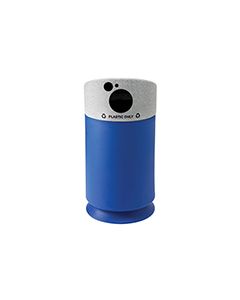 Commercial Zone 7532424099 Galaxy Collection Recycling Receptacle with "Plastic Only" Lid - 35 Gallon Capacity - 21 1/2" Dia. x 42 1/2" H - Blue Base with Comet Gray Top