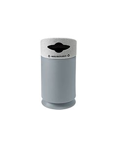 Commercial Zone 7532430399 Galaxy Collection Recycling Receptacle with "Mixed Recyclables" Lid - 35 Gallon Capacity - 21 1/2" Dia. x 42 1/2" H - Gray Base with Comet Gray Top