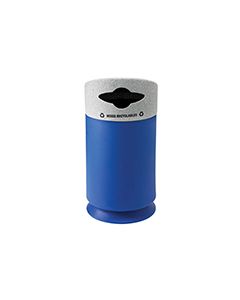 Commercial Zone 7532434099 Galaxy Collection Recycling Receptacle with "Mixed Recyclables" Lid - 35 Gallon Capacity - 21 1/2" Dia. x 42 1/2" H - Blue Base with Comet Gray Top