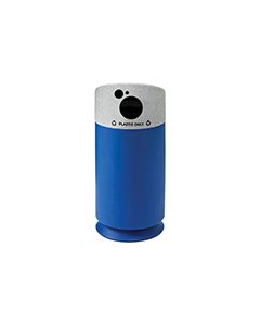 Commercial Zone 7533424099 Galaxy Collection Recycling Receptacle with "Plastic Only" Lid - 40 Gallon Capacity - 21 1/2" Dia. x 45 1/2" H - Blue Base with Comet Gray Top
