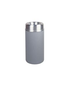 Rubbermaid / United Receptacle AOT15SAGR - Crowne Collection Small Open Top Trash Receptacle - 15 Gallon Capacity - 15" Dia. x 30" H - 9" Dia. Disposal Opening - Gray Textured Body with Satin Aluminum Top