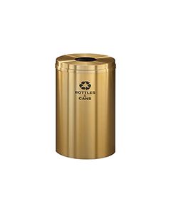 Glaro B2032BE "RecyclePro 1" Receptacle with Round Opening - 33 Gallon Capacity - 20" Dia. x 31" H - Satin Brass