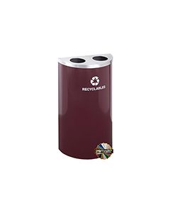 Glaro BC1899 RecyclePro Half Round Receptacle with Two Round Openings - 14 Gallon Capacity - 30" H x 18" W x 9" D - Assorted Colors