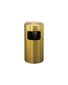 Glaro C1566BE Atlantis "All-Weather" Collection Flat Top Receptacle - 10 Gallon Capacity - 15" Dia. x 31" H - Satin Brass