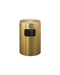 Glaro C2066BE Atlantis "All-Weather" Collection Flat Top Receptacle - 17 Gallon Capacity - 20" Dia. x 31" H - Satin Brass