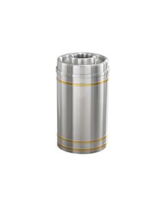Glaro D1534SA Capri Collection Donut Top Ash/Trash Receptacle - 16 Gallon Capacity - 15" Dia. x 34" H - Satin Aluminum with Satin Brass Bands