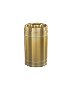 Glaro D2034BE Capri Collection Donut Top Ash/Trash Receptacle - 33 Gallon Capacity - 20" Dia. x 36" H - Satin Brass with Satin Aluminum Bands