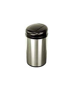 Nine Stars DZT-40-8 Infrared Touchless Waste Receptacle - 10.6 Gallon Capacity - 13 1/5" Dia. x 24 3/8" H - Stainless Steel with Black Top