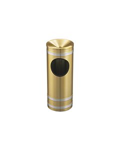 Glaro F194BE Capri Collection Ash/Trash Receptacle with Funnel Top - 3 Gallon Capacity - 9" Dia. x 23" H - Satin Brass with Satin Aluminum Bands