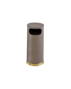 Rubbermaid / United Receptacle SO17SBBR Crowne Collection Waste Receptacle - 15 Gallon Capacity - 15" Dia. x 33.5" H - Disposal Opening is 11" W x 5" H - Brown Body with Brass Accents