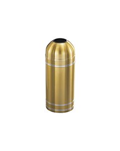 Glaro T1234BE Capri Collection Open Dome Top Receptacle - 8 Gallon Capacity - 12" Dia. x 30" H - Satin Brass with Satin Aluminum Bands