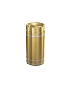 Glaro TA1234BE Capri Collection Tip Action Top Receptacle - 12 Gallon Capacity - 12" Dia. x 32" H - Satin Brass with Satin Aluminum Bands